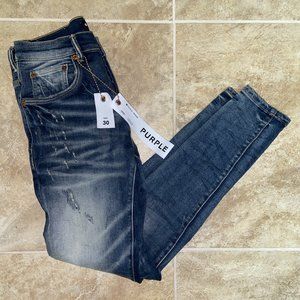 PURPLE brand blue distressed jeans men size 30 slim with front and back tags